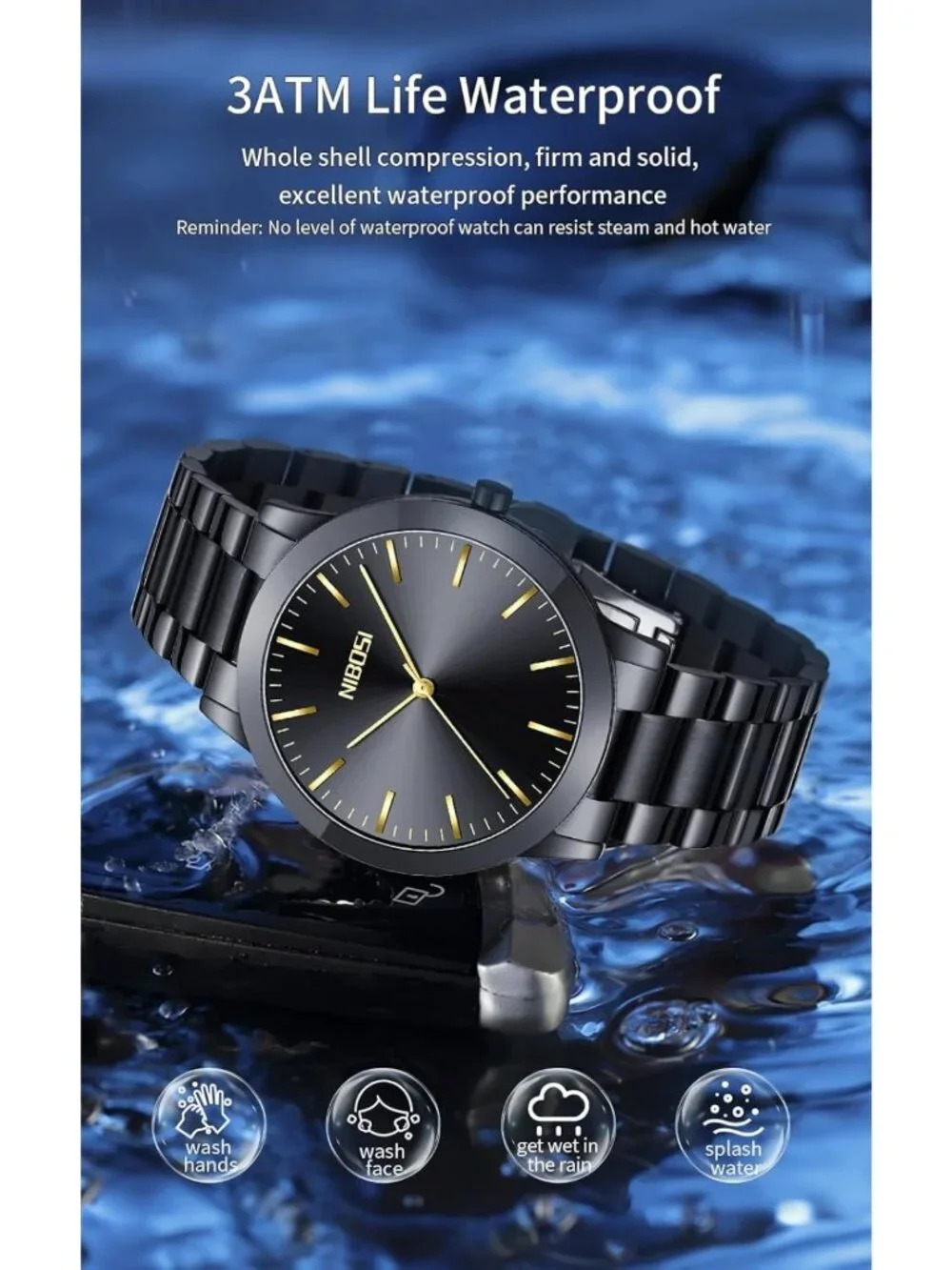 Men's Waterproof Analog Quartz Watch - Stainless Steel, Classic Minimalist
